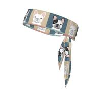 French Bulldog Sports Head Tie Beach Summer Tropical Tie Sweatband Headband Men Women Elastic Moisture for Running