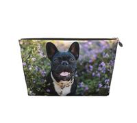 French Bulldog Stands in Flowers Design, Makeup Bag Cosmetic Bag Portable Travel Toiletry Bag Pencil Case Toiletry Pouch
