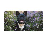 French Bulldog Stands In Flowers Design,Mouse Pad Large Desk Pad Computer Keyboard Mouse Mat With Non Slip Rubber Base 40 x 70 cm