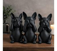 French Bulldog Statue 3 Wise Dogs Set, Hear No Evil See No Evil Speak No Evil Resin Dog Figurine, Cute Desktop Ornament & Ideal Gift for French Bulldog Lovers Home Office Decor
