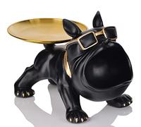 French Bulldog Statue and Figurines,French Bulldog Storage Decoration,Bulldog Bowl with Tray,Key Bowl for Entryway Table,Candy Dish for Office Desk,English Bulldog Tray