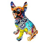 French Bulldog Statue - Animal Dog Art Figurine Home Decoration For Living Room | Table Standing Colored Bulldog Resin Figurine | Aesthetic Animal Puppy Statue For Table Bedroom Shelf