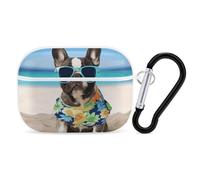 French Bulldog Summer AirPods Pro Case Cover with Keychain Ring PC Hard Shell Protective Case for AirPods Pro 2nd for Women Men Generation Easy Open Full Drop Protection Cover White-Style