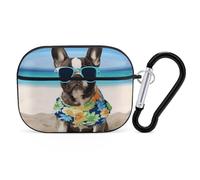 French Bulldog Summer AirPods Pro Case Cover with Keychain Ring PC Hard Shell Protective Case for AirPods Pro 2nd for Women Men Generation Easy Open Full Drop Protection Cover Black-Style