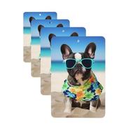 french bulldog summer Car Air Fresheners Cards 4 Pcs Hanging Fragrance Scented Cards Long-Lasting Car Aromatherapy Tablets for Wardrobe Bathroom Car Interior Mirror Pendant Gifts