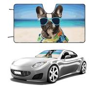 French Bulldog Summer Car Windshield Sun Shade Keep Car Interior Cool 51"x28" Folding Front Window Sun Shade, Heat Shield for SUV, Truck, Blocks UV