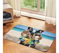French Bulldog Summer Pet Feeding Mat Absorbent Pu Leather Dog Cat Food Mats Contain Spills Protects Floors, Anti-Slip Rubber Backing Dog Bowl Mats Easy Clean Pet Placemats 40x60cm