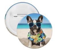 French Bulldog Summer Tinplate Badge Personalized Round Brooch Large Craft Button Suitable for Teachers, Nurses, Doctors, Staff, Party Gift Accessories, style, 1PCS