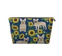 French Bulldog Sunflowers, Makeup Bag Cosmetic Bag Portable Travel Toiletry Bag Pencil Case Toiletry Pouch