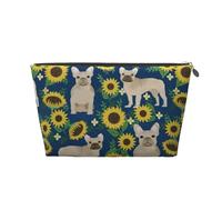 French Bulldog Sunflowers, Toiletry Pouch Makeup Bag Cosmetic Bag Portable Travel Toiletry Bag