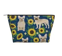 French Bulldog Sunflowers, Toiletry Pouch Makeup Bag Cosmetic Bag Portable Travel Toiletry Bag