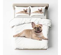 French Bulldog Super King Duvet Cover Sets - Pet Dog Bedding & Bedroom Decor, Super Soft Microfiber Quilt Cover and 2 Pillowcases, with Zip, Reversible Design SD-1138