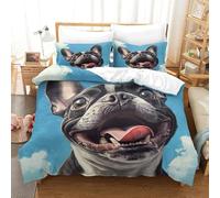 FRENCH BULLDOG Three-dimensional Printing Bedding Bedding Ensemble FRENCH BULLDOG Quilt Cover Ultra-fine Fiber Pillow Slip Included Gentle And Washable King（220x240cm）