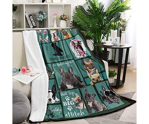 French Bulldog Throw Blanket for Kids Cute Funny Flannel Fleece Blankets Plush Lightweight French Bulldog 3D Printed Blanket Gifts for Dog Lovers Boys Girls All Season Couch Sofa, 101cm x 127cm