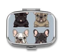 French Bulldog Travel Pill Organizer A Daily Pill Box for Supplements 2 Compartment Pill Case Convenient for Carrying and Storing Medicines Box