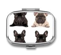 French Bulldog Travel Pill Organizer A Daily Pill Box for Supplements 2 Compartment Pill Case Convenient for Carrying and Storing Medicines Box