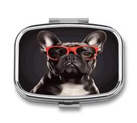 French Bulldog Travel Pill Organizer Portable Daily Waterproof Pill Case Small Medicine Storage Container for Vitamins Fish Oil Cod Liver Oil Earplug Storage
