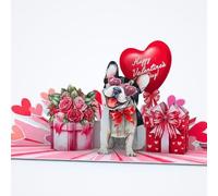 French Bulldog Valentines Card, Dog Valentine Cards 3D Pop Up Card- with Envelope and Note, Romantic Gift for Wife, Husband, Girlfriend, Boyfriend, Pet Mom or Pet Dad