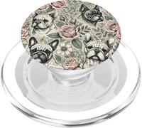 French Bulldog Vintage Flowers Pattern Aesthetic Frenchie PopSockets PopGrip for MagSafe