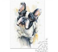French Bulldog Watercolor Print Jigsaw Puzzles Puzzle for Adults Kids. 1000 Pieces Impossible Challenge Toy Educational Games Home Decoration for Adults& Kids Age 14 Years Up 70x50cm/1000pcs