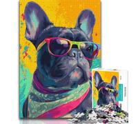French Bulldog Wearing Glasses Jigsaws Puzzles 1000 Pieces for Adults Gifts,Family Game Stress Reliever Difficult Challenge Great Gifts And Toys (75x50cm)