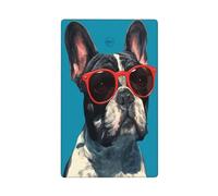 French Bulldog Wearing Red Sunglasses Single Toggle Blank Wall Plate Light Switch Cover Decorative 1 Gang for Kitchen Room Bathroom Size 11.4x7cm