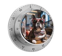 French Bulldog Wearing Sunglasses Kitchen Timer - Mechanical Visual Timer, Stainless Steel Digital Timers with Magnetic Base Egg Timers for Hard Boiled Eggs 60-Minute Countdown Kitchen Clock for Cooki