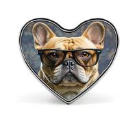 French Bulldog Wearing Sunglasses Lapel Pin Exquisite Fashion Brooches Personalized Buttons Badge Novelty Unique Button Pins Cute Heart Shaped Pins Metal Buttons for Backpack Hat Bag Jacket