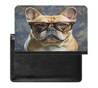 French Bulldog Wearing Sunglasses Passport Holder Passport Cover Protector Essentials with Credit Card Slots for Women Men