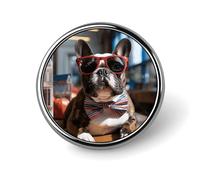 French Bulldog Wearing Sunglasses Round Badge Cute Brooch Hats Jackets Decor Personalized Lapel Pin Clothing Jewelry Accessories for Wedding Party Gift