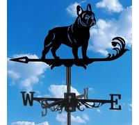 French Bulldog Weather Vane, Black Metal Dog Weathervane Roof Mount, Wind Direction Indicators Wind Measuring Tool Outdoor, Wind Vane Ornament Decoration for Shed Garden Yard Farmhouse Patio Decor