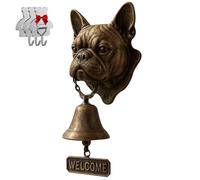 French Bulldog Welcome Bell, Retro Funny Animal Welcome Doorbell,Wall-Mounted Decorative Cast Iron/Resin Hanging Bell, Farmhouse Wall Decoration & Housewarming Gift （With 3 sticky hooks）