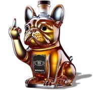 French Bulldog Whiskey Bottle, 300ML Funny Whiskey Decanter, Transparent Glass Liquor Bottle for Men Dad Home Bar Bulldog-A