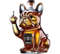 French Bulldog Whiskey Decanter - Middle Finger Statue for Men's Gifts -10oz Engraved Home Bar Decor - Unique Wine Bottle Set w/Dog Shape (Creative Birthday) C