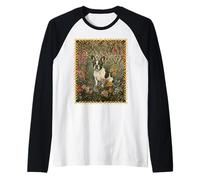 French Bulldog William Morris Style Dark Brindle Frenchie Raglan Baseball Tee