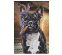 French Bulldog with Cigar Jigsaw Puzzles for Adults 1000 Piece Wooden Puzzle for Kids Challenging Game 78×53cm
