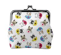 French Bulldog With Coffee Cup Coin Purse, Kiss-lock Change Purse Wallets, Small PU Leather Coin Purse for Women