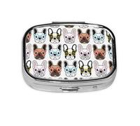 French Bulldog with Glasses,Meta Pill Box 2 Compartment Medicine Case,Portable Organizer,Rectangle Meta Portable Organizer Pill Box 1269 Compartment Medicine Case