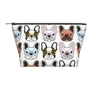 French Bulldog with Glasses, Toiletry Pouch Makeup Bag Cosmetic Bag Portable Travel Toiletry Bag