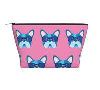 French Bulldog with Glasses, Toiletry Pouch Makeup Bag Cosmetic Bag Portable Travel Toiletry Bag