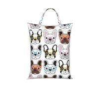 French Bulldog With Glasses,Travel Dirty Laundry Bag Foldable Dirty Clothes Bag Durable Storage Bag