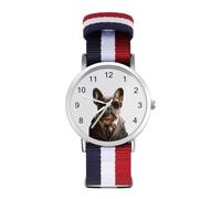 French Bulldog with Glasses Wrist Watches for Men Women Casual Braided Strap Easy Reader for Work Workout