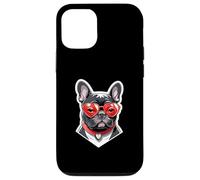 French Bulldog with Heart Glasses and Red Collar Case for iPhone 12/12 Pro