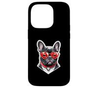 French Bulldog with Heart Glasses and Red Collar Case for iPhone 14 Pro