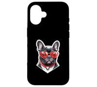 French Bulldog with Heart Glasses and Red Collar Case for iPhone 16