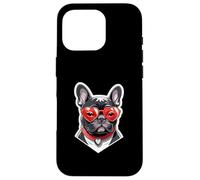 French Bulldog with Heart Glasses and Red Collar Case for iPhone 16 Pro
