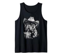 French Bulldog with Iced Coffee Western Cowboy Frenchie Dog Tank Top
