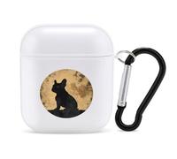 French Bulldog with Moon Stylish Printed Bluetooth Headset Protective Cover Compatible with AirPods 1/2 with Buckle