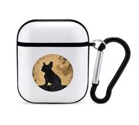 French Bulldog with Moon Stylish Printed Bluetooth Headset Protective Cover Compatible with AirPods 1/2 with Buckle