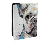 French Bulldog with Rainbow Paint Printed Passport Holder,Travel Pu Leather Passport Cover Case Organiser for Men Women,6.5 Inch